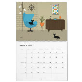 Mid Century Modern Black Cats カレンダー (3月 2027)