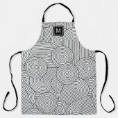 Mid Century Modern Black White Monogrammed Initial エプロン (正面)