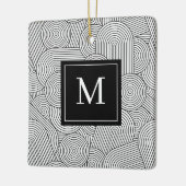 Mid Century Modern Black White Monogrammed Initial セラミックオーナメント (左)