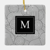 Mid Century Modern Black White Monogrammed Initial セラミックオーナメント (正面)