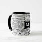 Mid Century Modern Black White Monogrammed Initial マグカップ (正面左)