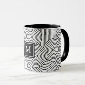 Mid Century Modern Black White Monogrammed Initial マグカップ (正面右)