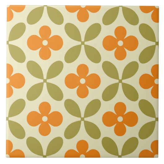 Mid‑Century Modern Blossoms タイル (正面)