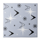 Mid Century Modern Boomerangs Silver Blue タイル (正面)