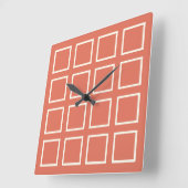 Mid-Century Modern Burnt Orange Tile Pattern Clock スクエア壁時計 (傾斜)