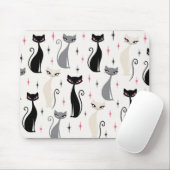Mid Century Modern Cat Mouse Pad Retro Atomic Cats マウスパッド (マウス)