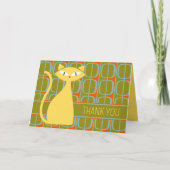 Mid Century Modern Cat on Geometric Pattern サンキューカード (正面)