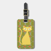 Mid Century Modern Cat on Geometric Pattern ラゲッジタグ (正面縦)