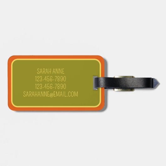 Mid Century Modern Cat on Geometric Pattern ラゲッジタグ (裏面横)