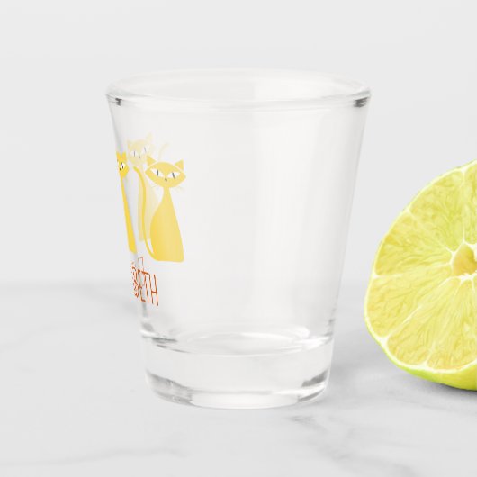 Mid Century Modern Cats Personalized ショットグラス (右)