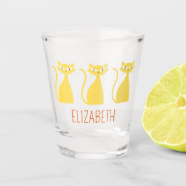 Mid Century Modern Cats Personalized ショットグラス