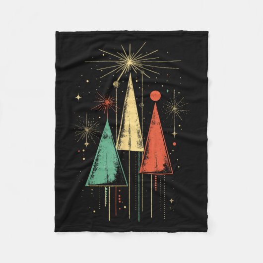 Mid Century Modern Christmas  フリースブランケット (正面)