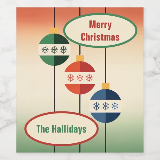 Mid Century Modern Christmas ワインラベル (シングルラベル)