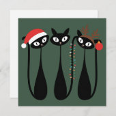 Mid Century Modern Christmas Cats Retro Classic シーズンカード (正面/裏面)