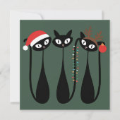 Mid Century Modern Christmas Cats Retro Classic シーズンカード (正面)