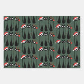 Mid Century Modern Christmas Cats Retro Classic ラッピングペーパーシート (正面)