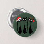 Mid Century Modern Christmas Cats Retro Classic 缶バッジ (正面&裏面)