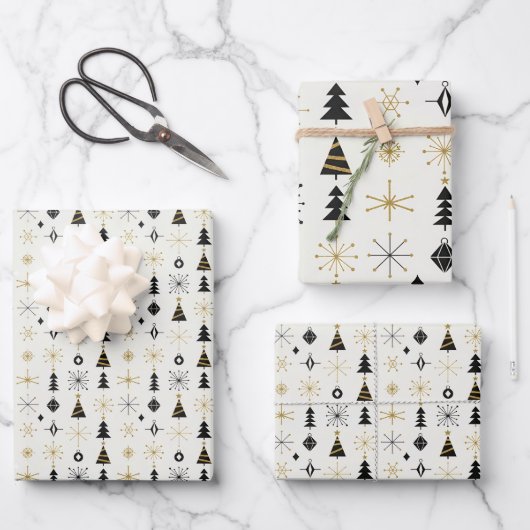 Mid Century Modern Christmas Icons ラッピングペーパーシート (正面)