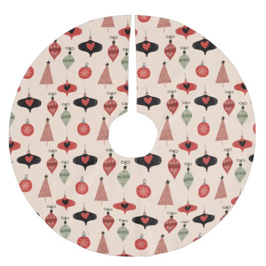 Mid Century Modern Christmas Pattern  ブラッシュドポリエステルツリースカート (正面)
