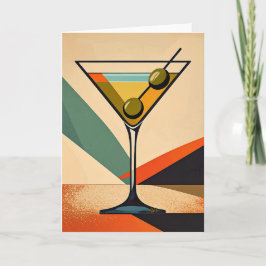 Mid Century Modern Color Block Martini Art カード