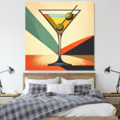 Mid Century Modern Color Block Martini Art キャンバスプリント (インサイチュ (寝室))