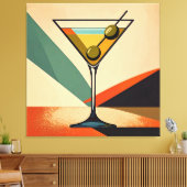 Mid Century Modern Color Block Martini Art キャンバスプリント (インサイチュ (リビング))
