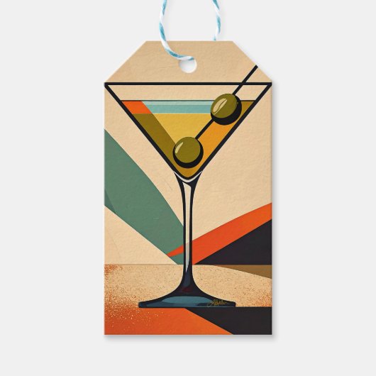 Mid Century Modern Color Block Martini Art ギフトタグ (正面)