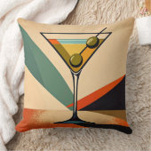 Mid Century Modern Color Block Martini Art クッション (ブランケット)