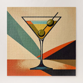 Mid Century Modern Color Block Martini Art ジグソーパズル