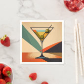 Mid Century Modern Color Block Martini Art スタンダードカクテルナプキン (インサイチュ)