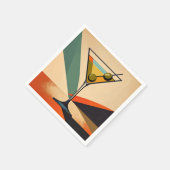 Mid Century Modern Color Block Martini Art スタンダードカクテルナプキン (角)