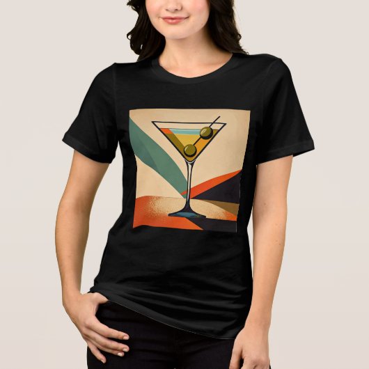 Mid Century Modern Color Block Martini Art トライブレンドＴシャツ (正面)