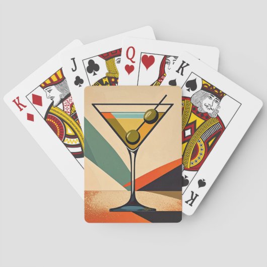Mid Century Modern Color Block Martini Art トランプ (裏面)