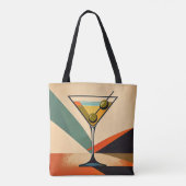 Mid Century Modern Color Block Martini Art トートバッグ (裏面)