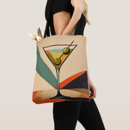 Mid Century Modern Color Block Martini Art トートバッグ