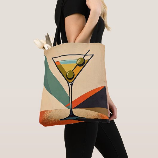 Mid Century Modern Color Block Martini Art トートバッグ (クローズアップ)