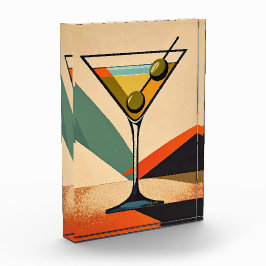 Mid Century Modern Color Block Martini Art フォトブロック