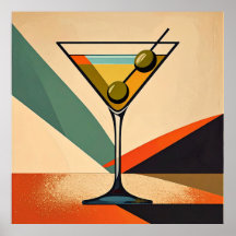 Mid Century Modern Color Block Martini Art