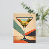 Mid Century Modern Color Block Martini Art ポストカード (スタンド正面)