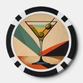 Mid Century Modern Color Block Martini Art ポーカーチップ (裏面)