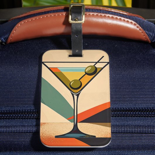 Mid Century Modern Color Block Martini Art ラゲッジタグ (正面インサイチュ2)