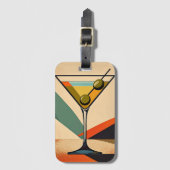 Mid Century Modern Color Block Martini Art ラゲッジタグ (正面縦)
