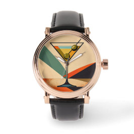 Mid Century Modern Color Block Martini Art 腕時計