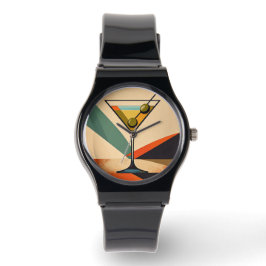 Mid Century Modern Color Block Martini Art 腕時計