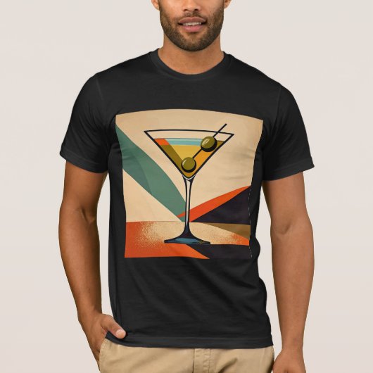 Mid Century Modern Color Block Martini Art Tシャツ (正面)