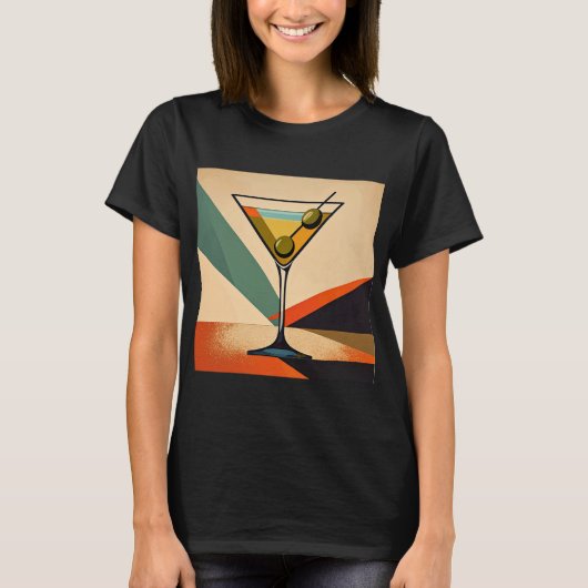 Mid Century Modern Color Block Martini Art Tシャツ (正面)