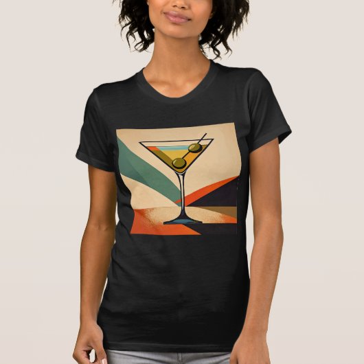Mid Century Modern Color Block Martini Art Tシャツ (正面)