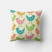 Mid Century Modern Colorful Atomic Birds Pattern  クッション (裏面)