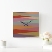 Mid-Century Modern Colorful triangles  スクエア壁時計 (ホーム)