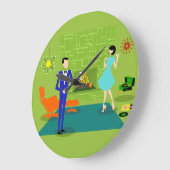 Mid Century Modern Couple Round Wall Clock ラージ壁時計 (傾斜)